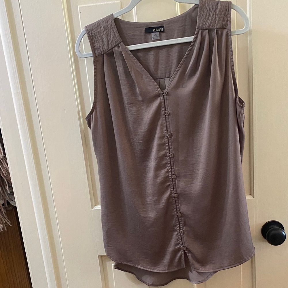 Renuar Women's Button-Front Sleeveless Blouse - Taupe
